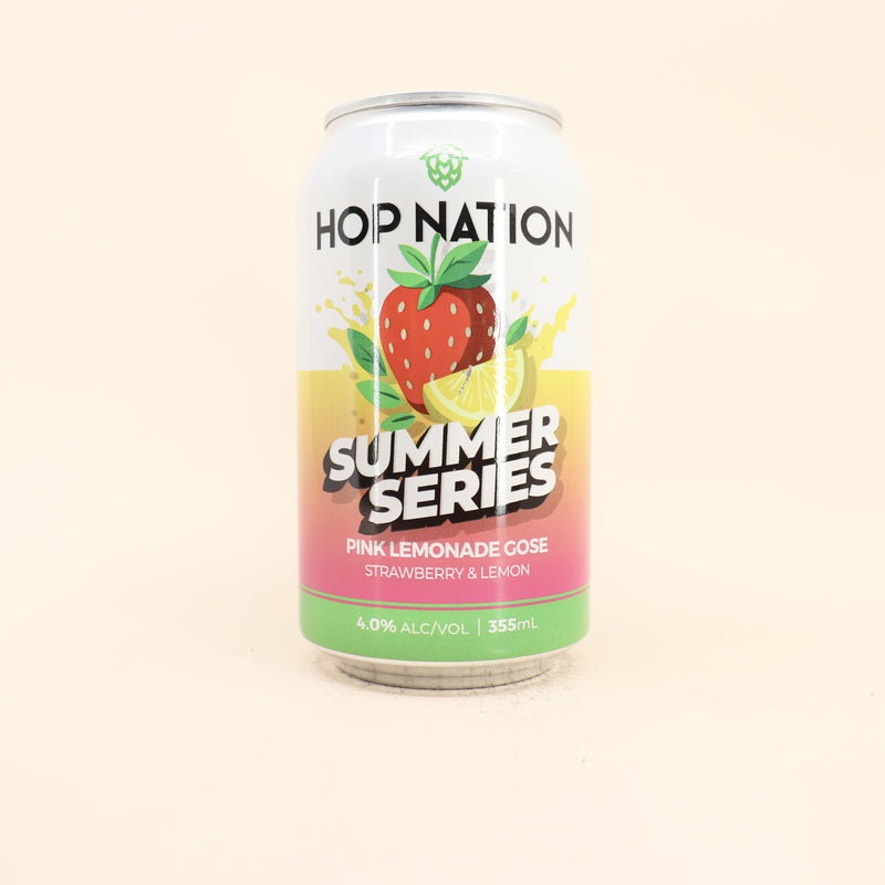 Hop Nation Pink Lemonade Strawberry and Lemon Sour Can 355mL