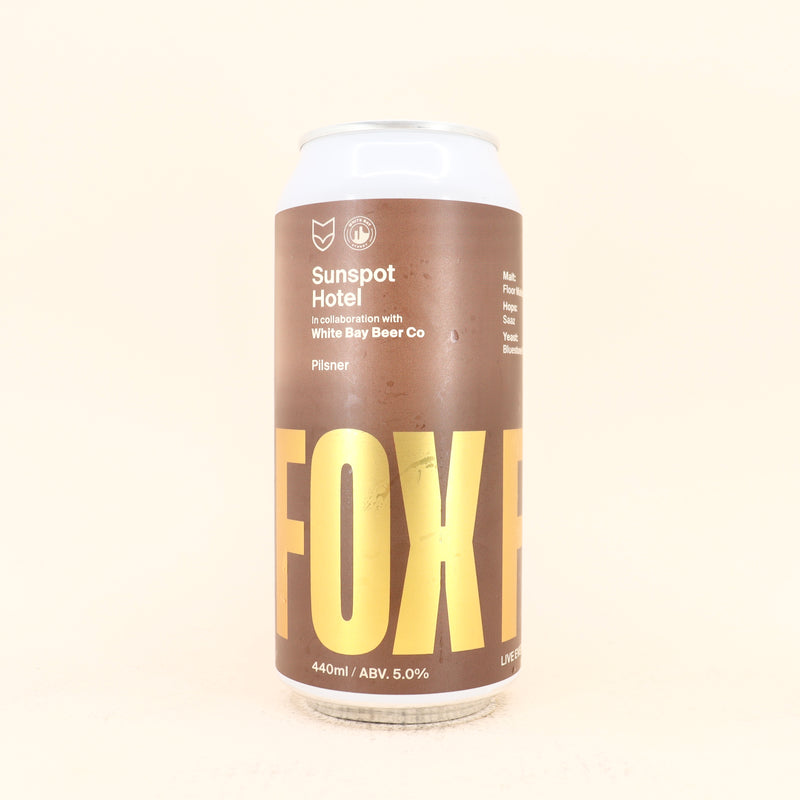 Fox Friday x White Bay Sunspot Hotel Pilsner Can 440ml