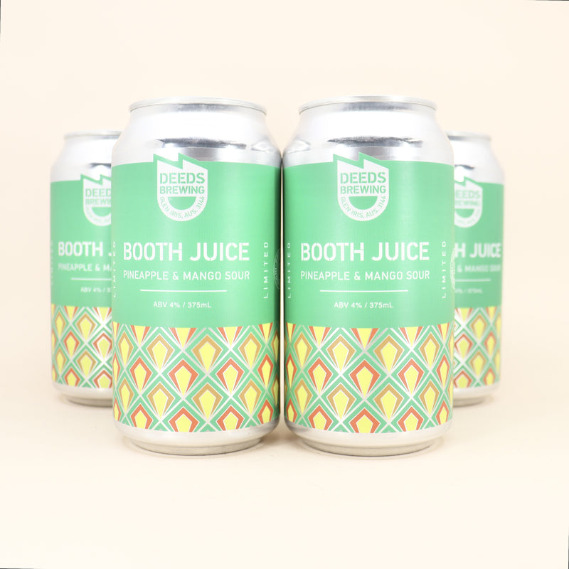 Deeds Booth Juice Pineapple & Mango Sour Can 375ml 4 Pack