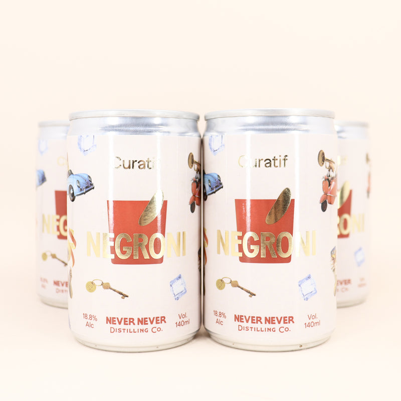 Curatif x Never Never Distilling Negroni Can 140ml 4 Pack