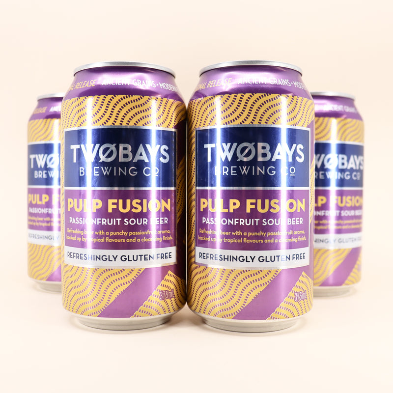Two Bays Pulp Fusion Gluten Free Passionfruit Sour Can 375ml 4 Pack