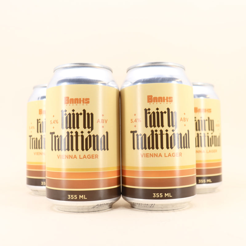 Banks Fairly Traditional Vienna Lager Can 355ml 4 Pack