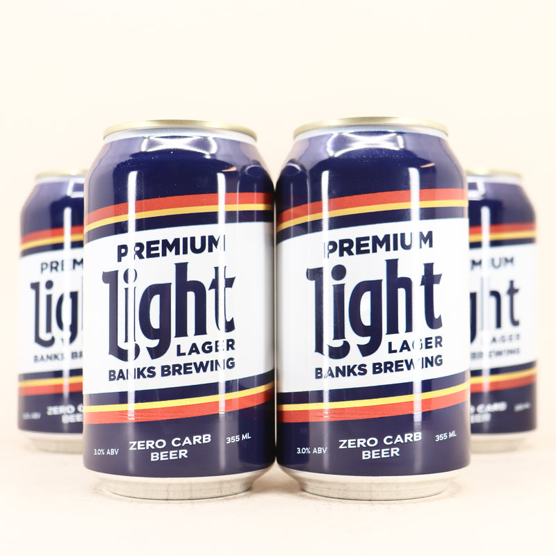 Banks Premium Light Lager Can 355ml 4 Pack