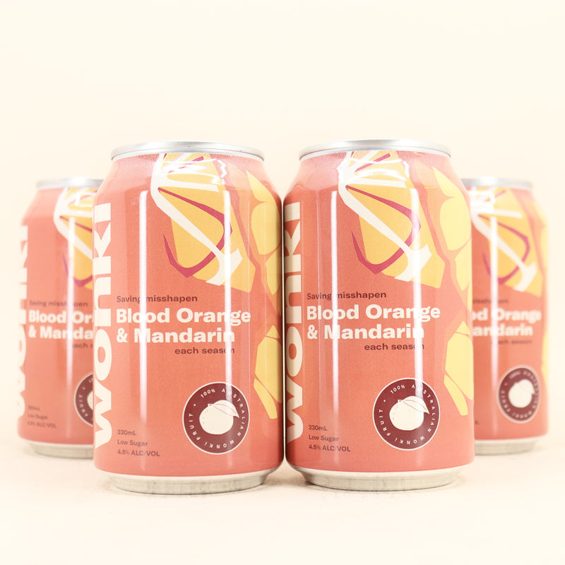 Wonki Blood Orange & Mandarin Seltzer Can 330ml 4 Pack